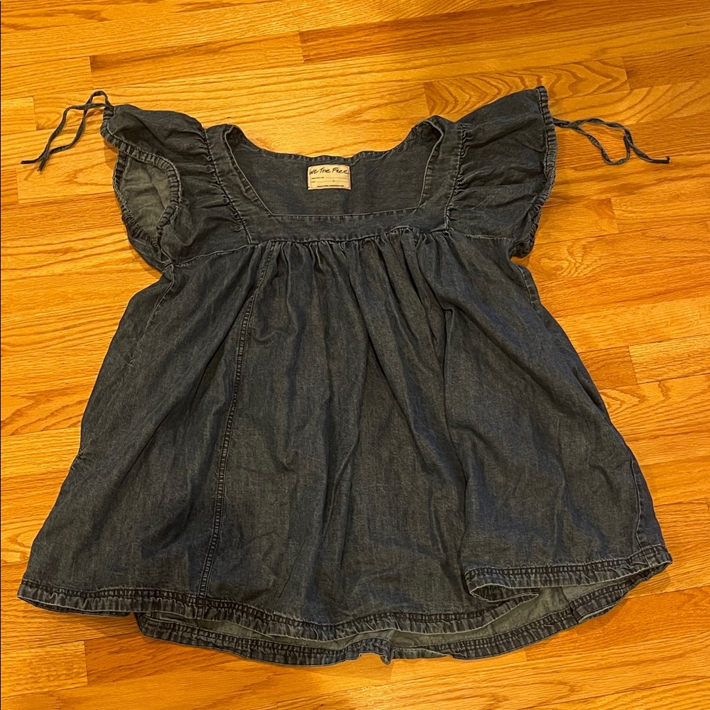 Free People Denim Blue Blouse